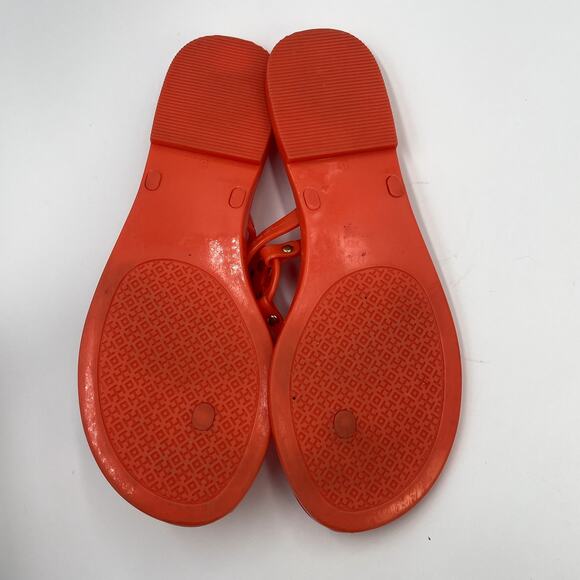 Tory Burch Mini Miller Jelly Thong Sandals Shoes 8 Orange - Picture 6 of 9